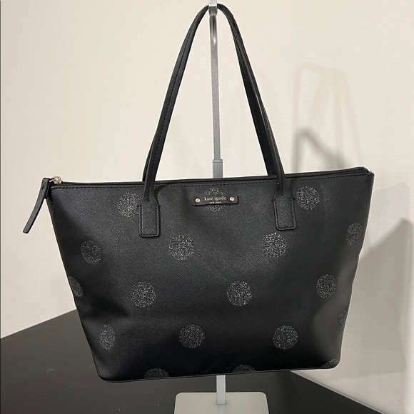 Kate Spade New York Haven Lane Glitter Dots Black Tote Bag